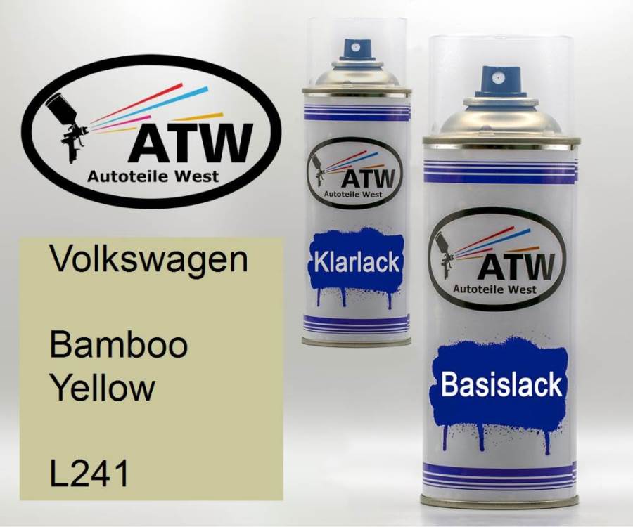 Volkswagen, Bamboo Yellow, L241: 400ml Sprühdose + 400ml Klarlack - Set, von ATW Autoteile West.